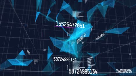 Animation-of-numbers-changing-over-navy-background-with-shapes