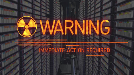 Animation-of-warning-text-and-symbol-over-server-room