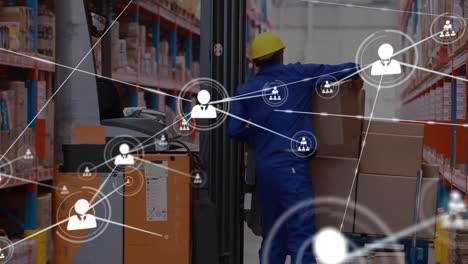 Animation-of-network-of-connections-over-caucasian-warehouse-worker