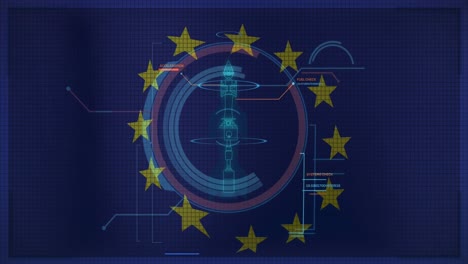 Animation-Der-Digitalen-Schnittstelle-Mit-Rakete-über-Der-UE-Flagge