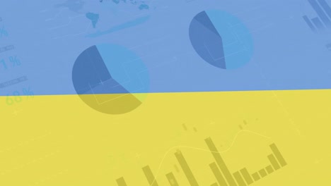 Animation-Der-Datenverarbeitung-über-Der-Flagge-Der-Ukraine