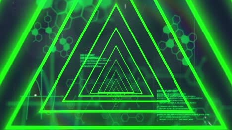 Animation-of-green-neon-geometrical-shapes-science-data-processing