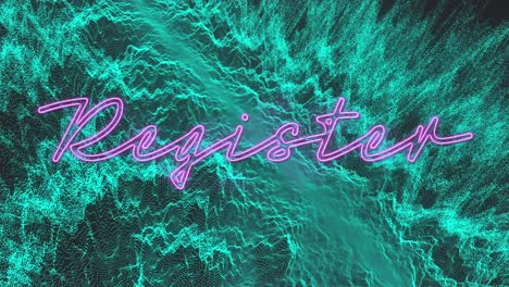 Animation-of-neon-register-on-over-waves-on-black-background
