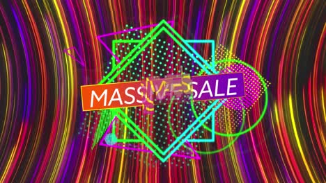 Animation-of-flash-sale-over-neon-shapes-and-colorful-lines-moving-fast