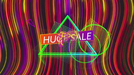 Animation-of-huge-sale-text-over-colorful-moving-lines-in-background