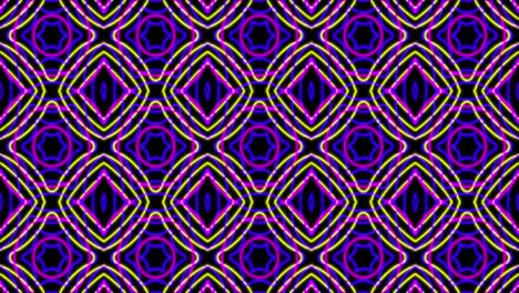 Animation-Eines-Kaleidoskop-Neonmusters,-Das-Sich-In-Hypnotischer-Bewegung-Auf-Einer-Nahtlosen-Schleife-Bewegt