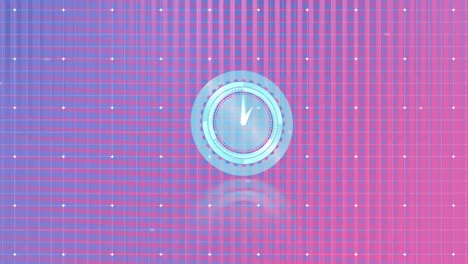Animation-of-clock-and-spots-on-blue-background