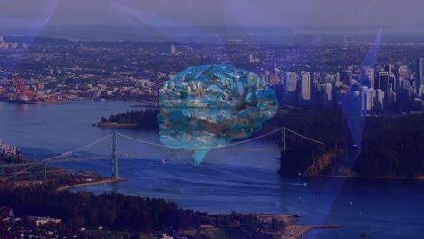Animation-Des-Menschlichen-Gehirns-über-Dem-Stadtbild