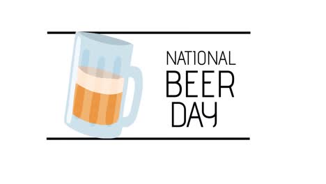 Animation-of-world-beer-day-text-and-pint-of-beer-over-white-background