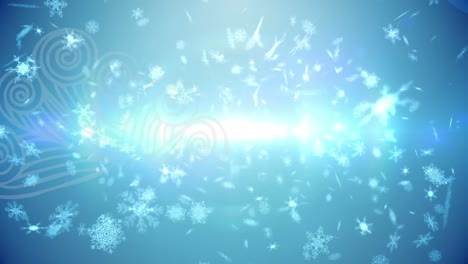Animation-of-snow-falling-at-christmas-over-light-spots