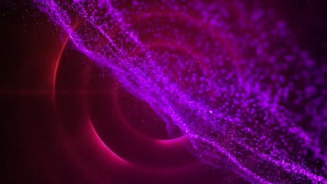 Animation-Von-Violetten-Flecken-über-Sich-Bewegenden-Kreisen-Auf-Schwarzem-Hintergrund