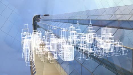 Animation-of-3d-city-model-over-cityscape