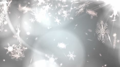 Animation-Von-Schnee,-Der-Zu-Weihnachten-über-Helle-Flecken-Fällt