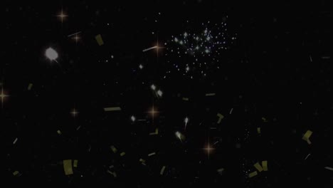 Animation-of-falling-colourful-confetti-over-black-background
