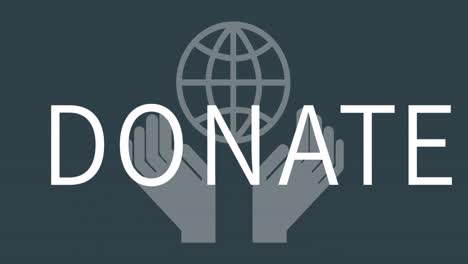 Animation-of-hands,-globe-and-donate-over-grey-background