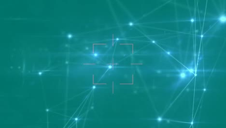 Digitale-Animation-Eines-Leuchtenden-Netzwerks-Von-Verbindungen-Und-Scannen-Des-Zielfernrohrs-Vor-Blauem-Hintergrund