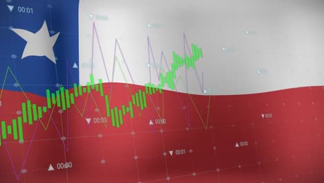Animation-of-data-processing-over-flag-of-chile