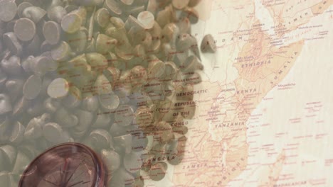 Animation-of-chocolate-crisps-over-world-map