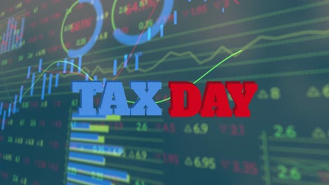 Animation-of-graph-and-tax-day-on-green-background