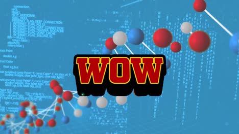 Animation-of-wow-text-over-spinning-dna-strand