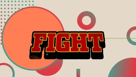 Digital-animation-of-fight-text-banner-against-abstract-shapes-on-orange-background