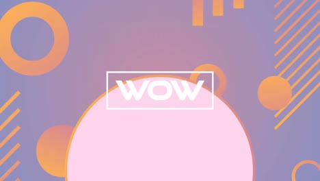 Digital-animation-of-wow-text-banner-against-abstract-shapes-on-purple-gradient-background