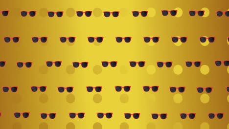 Animation-of-glasses-over-yellow-dotted-background
