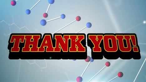 Thank-you-text-banner-against-chemical-and-dna-structures-floating-against-blue-background