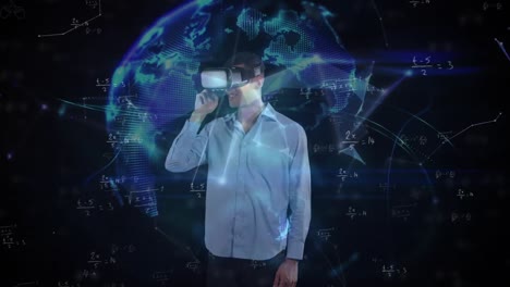 Animation-of-data-processing-over-caucasian-men-using-vr-headset