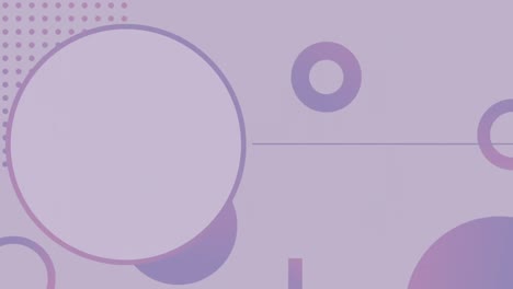 Animation-of-vibrant-geometric-shapes-moving-on-purple-background