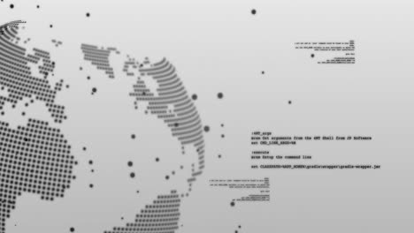 Animation-of-data-processing-over-rotating-globe-on-grey-background