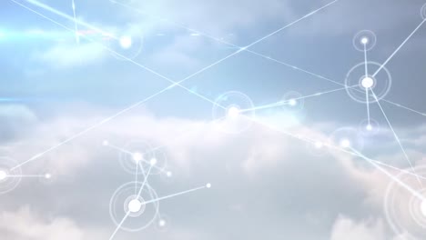 Animation-Eines-Netzwerks-Von-Verbindungen-über-Wolken