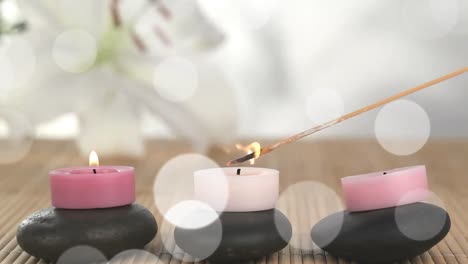 Animation-Von-Lichtflecken-über-Kerzen