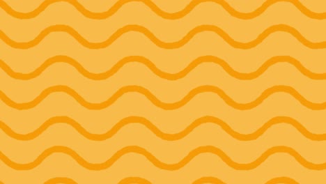 Animation-Von-Pizzasymbolen-über-Wellen-Auf-Gelbem-Hintergrund