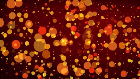 Digitale-Animation-Schwebender-Lichtpunkte-Mit-Kopierraum-Auf-Rotem-Hintergrund