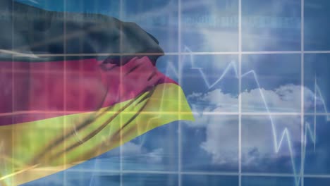 Animation-of-data-processing-over-flag-of-germany