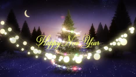 Animation-of-happy-new-year-text-over-christmas-tree
