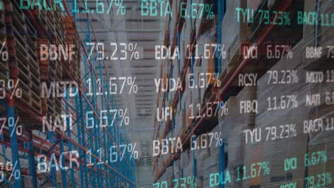 Animation-of-stock-market-and-financial-data-processing-over-empty-warehouse