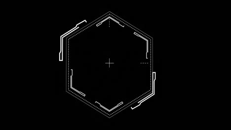 Animation-of-white-hexagon-over-black-background