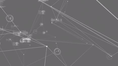 Animation-Von-Verbindungsnetzwerken-Mit-Datenverarbeitung-Auf-Grauem-Hintergrund