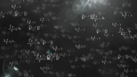 Animation-of-mathematical-equations-moving-on-black-background