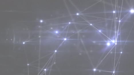 Animation-of-networks-of-connections-with-glowing-spots-over-grey-background