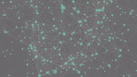Animation-of-networks-of-connections-with-green-spots-over-grey-background