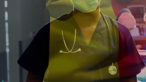 Animation-Der-Flagge-Frankreichs-über-Verschiedenen-Ärzten-Während-Der-Operation