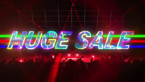 Animation-of-huge-sale-text-over-people-dancing-on-black-background