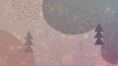 Animation-Von-Schnee,-Der-über-Weihnachtsbäume-In-Einer-Winterlandschaft-Fällt