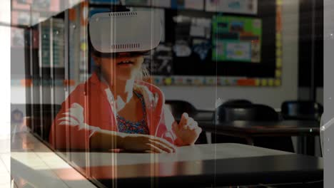 Animation-Des-Serverraums-über-Einem-Birazialen-Mädchen-Mit-VR-Headset