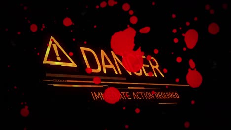 Animation-of-danger-text-over-black-background
