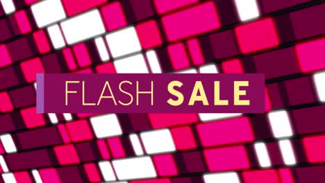 Digital-animation-of-flash-sale-text-banner-against-pink-abstract-shapes-on-black-background