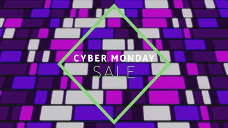 Cyber-Monday-Sale-Textbanner-Vor-Violetten-Abstrakten-Formen-Auf-Schwarzem-Hintergrund